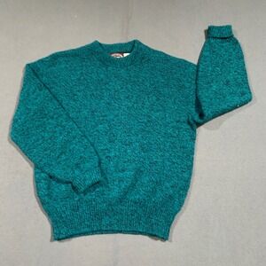 Victoria Dry Goods Vintage 90s Wool Blend Marled Crewneck Sweater Teal Green L